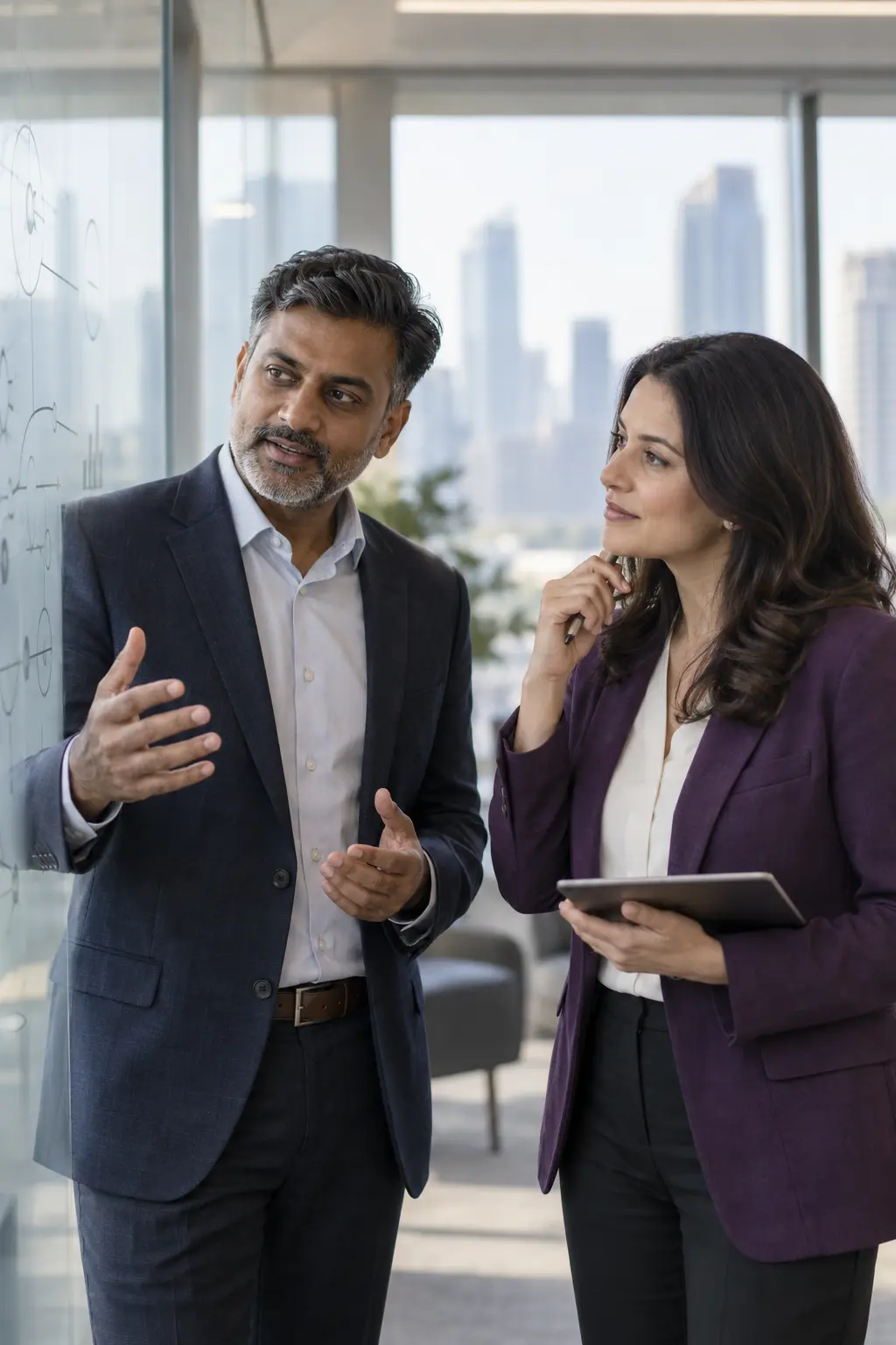 Senior technology consulting leaders discussing enterprise strategy